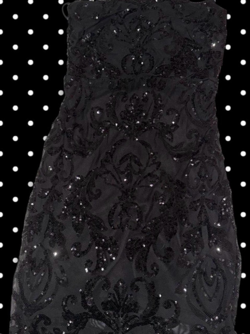 Windsor Black Strapless Sequin Velvet Pattern Dress